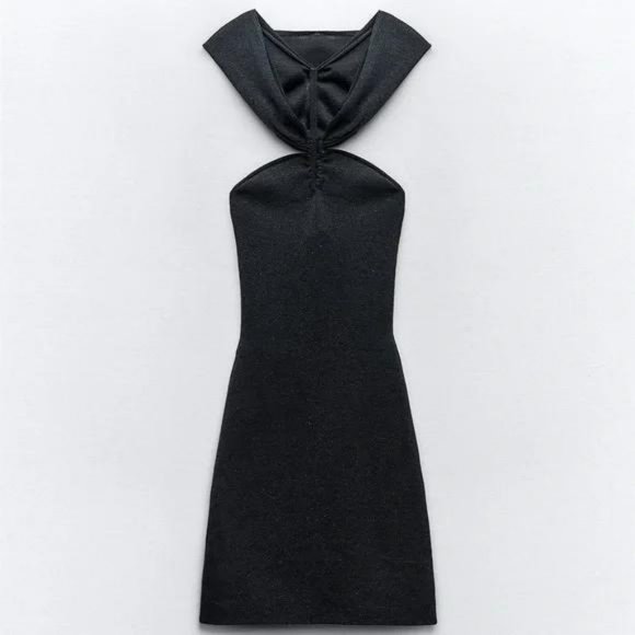 ZARA SPARKLY HOODED KNIT MIDI DRESS - Picture 2 of 4